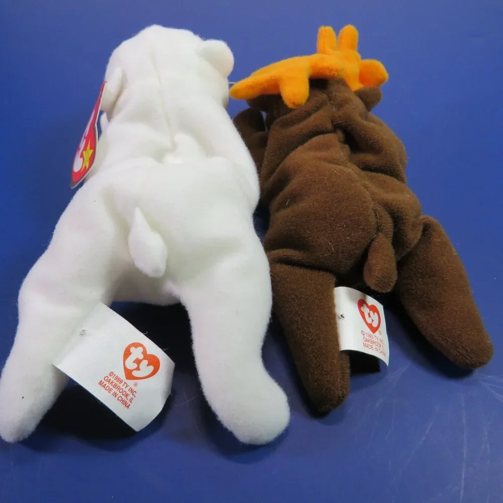 Chilly Polar Bear & Chocolate Moose TY Beanie Baby Winter Animals